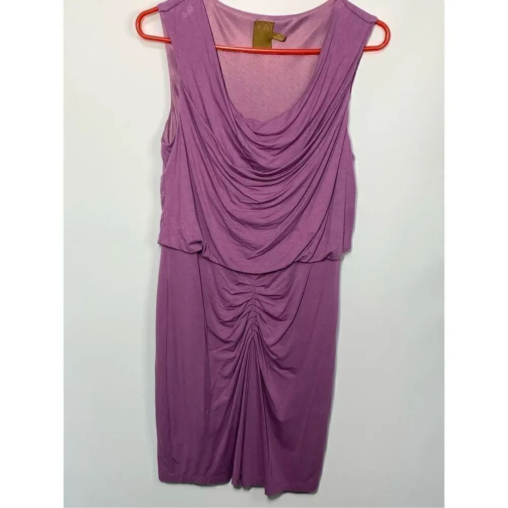 Ali Ro Women's Sleeveless Lined Elastic Waist Draped Ruched Dress Purple Size 6